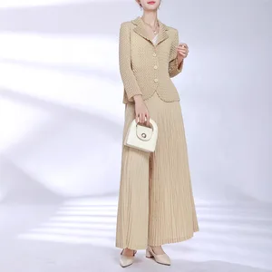 Factory Women's Fashion Two-piece Design Top and Wide-leg Pants Set Loose Large Size Casual Autumn Solid Color Suit