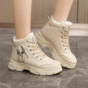 W2576 Wholesale Cotton Inner Plush Winter Shoes Waterproof Lace-Up Closure Winter Shoes