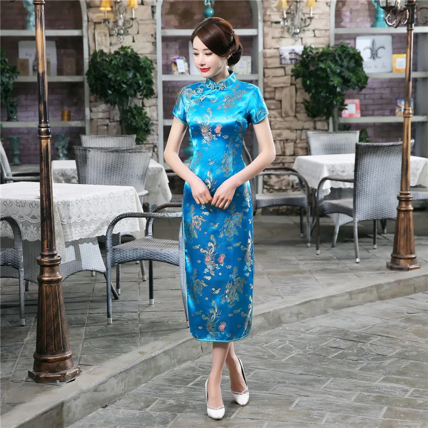 Chinese Cheongsam Traditional Wedding Qipao Woman Embroidery Elegant Split Dress Female Floral
