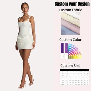 2026 American Square Neck Strapless Slim Short Backless Sexy French A-line Women's Dresses