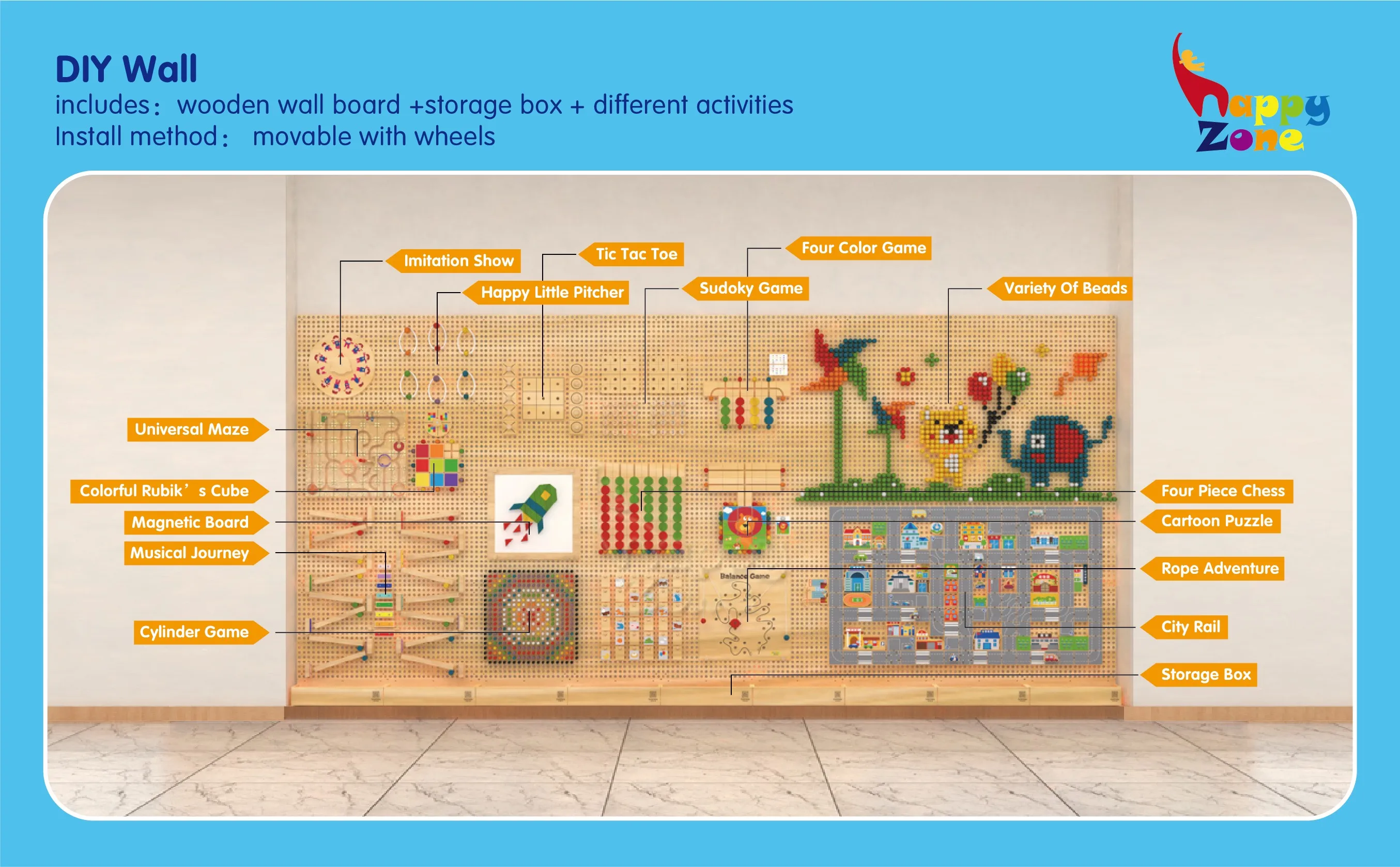 Kindergarten Preschool Interactive Wall Panel - HAPPY ZONE