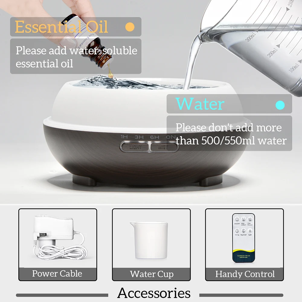 Cool Mist Ultrasonic Air Humidifier and Essential Oil Diffuser Product Details