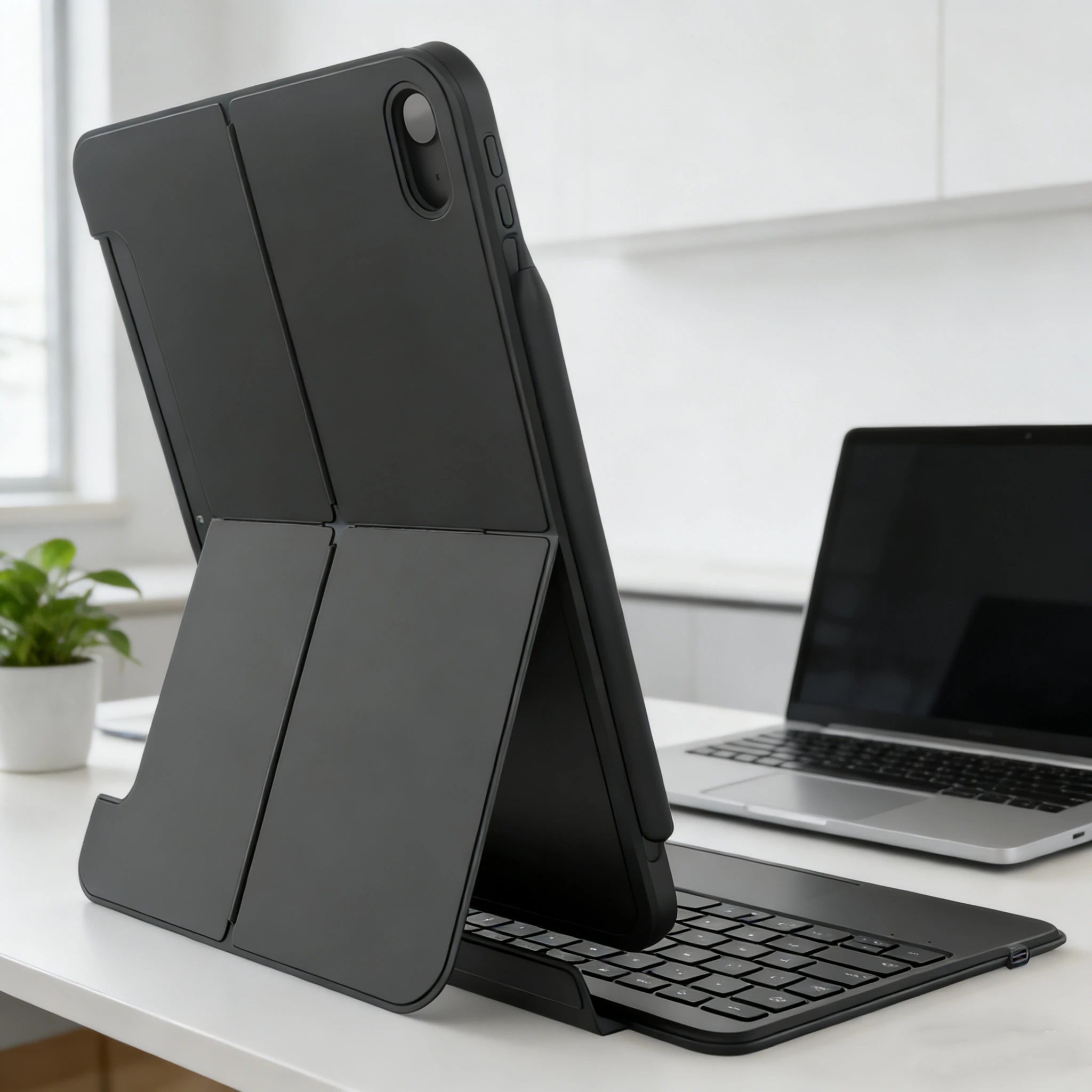 product laudtec removable magnetic magic keyboard case with detachable horizontal and vertical covers for ipad air pro-2