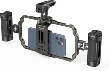 SmallRig Universal Phone Video Rig Kit for iPhone 15 14 13 12 Pro Max, Aluminum Handheld Phone Cage with Handles, Video detail image