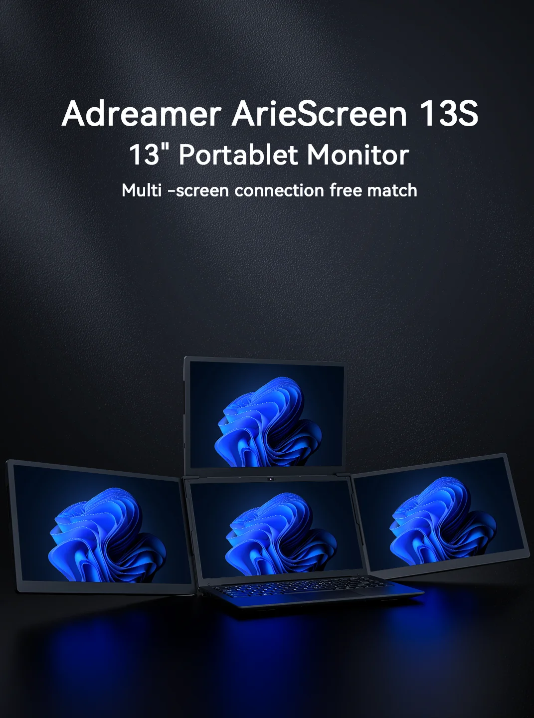 Triple Portable Monitor Attachable 13.3