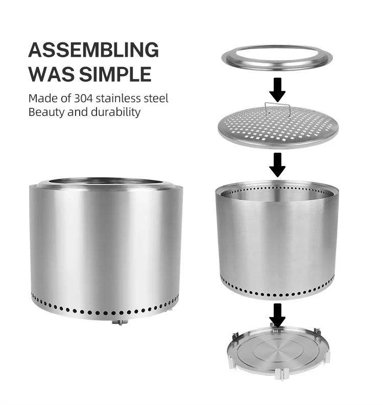 Homful Stainless Steel Garden Portable Fire Pit Outdoor Smokeless Fire