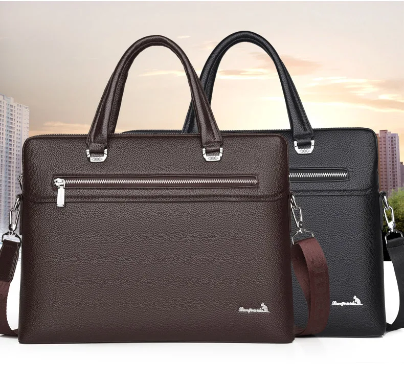 New Designer Black Custom Briefcase Purse Handbag Men's Pu Leather ...