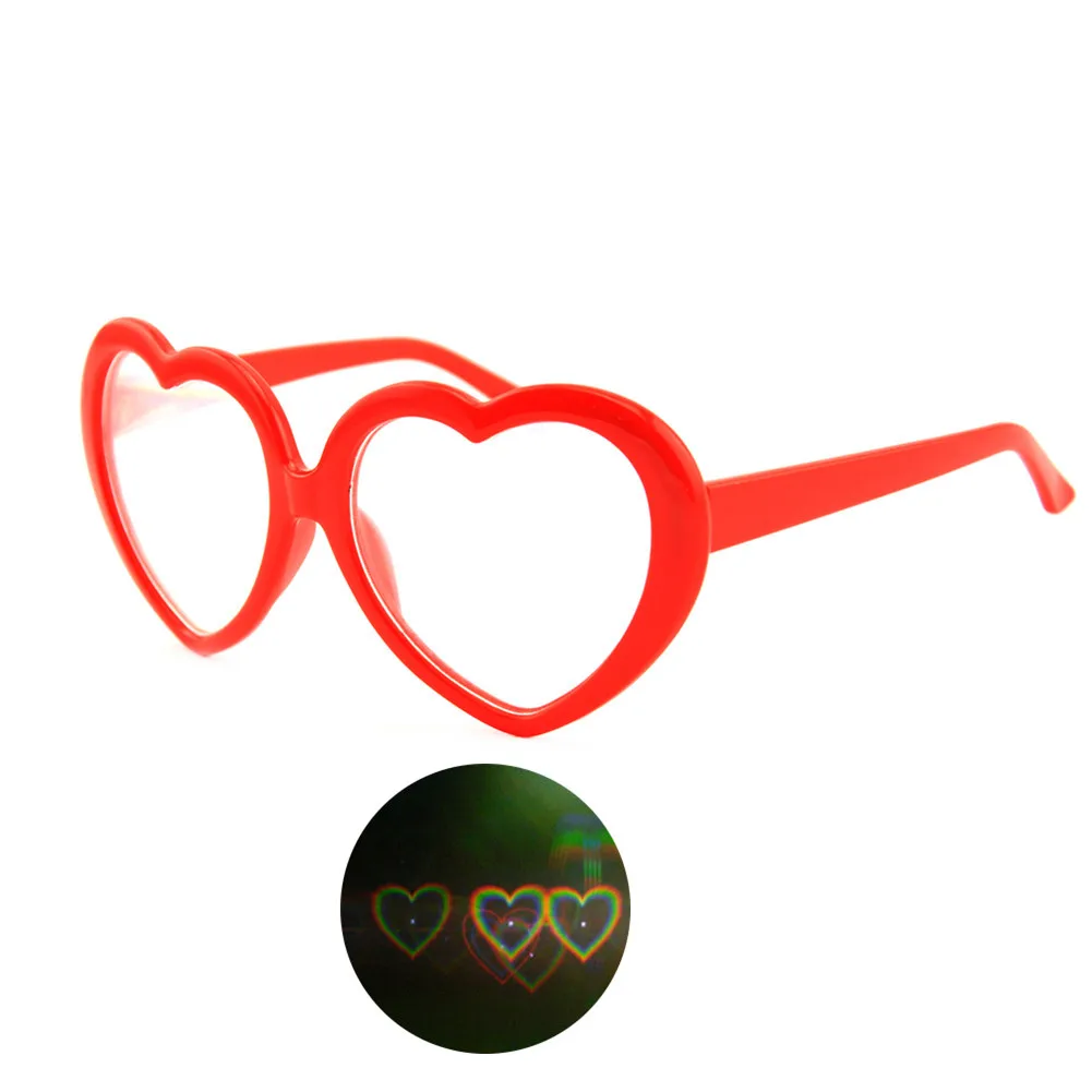 Festival musicali Guarda gli occhiali che cambiano la luce del cuore con lenti a effetto cuore Fuochi dartificio Occhiali alla moda del Mardi Gras per i rave Occhiali a diffrazione del cuore