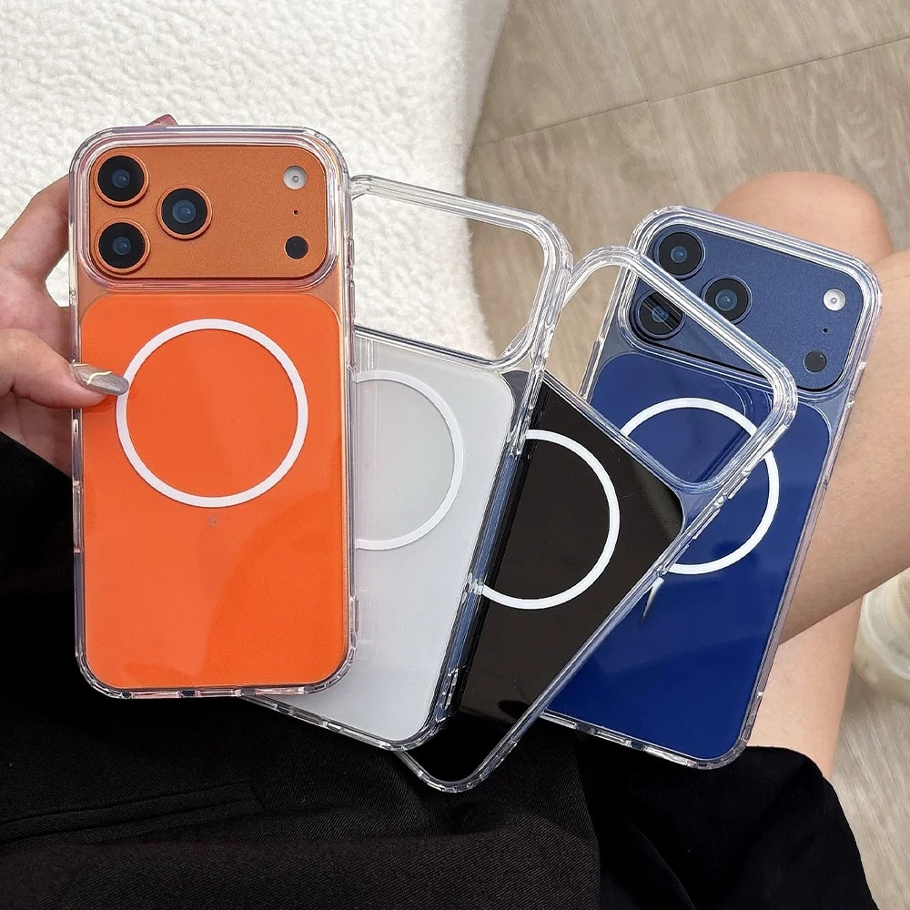 Étui magnétique transparent en acrylique cristal clair Laudtec OEM pour iPhone 15, 16 et 17 Pro Max