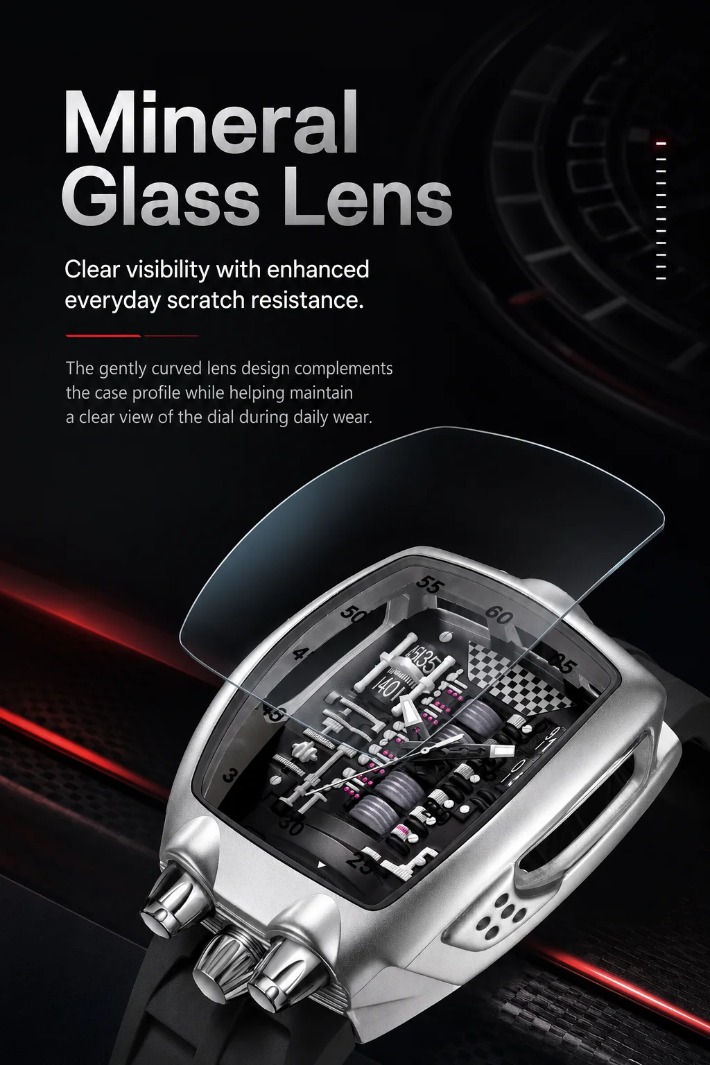 Engine Movement Quartz Watch Fashionable watch for men