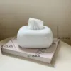 Caja de pañuelos de caramelo cuadrada y regordeta----blanco