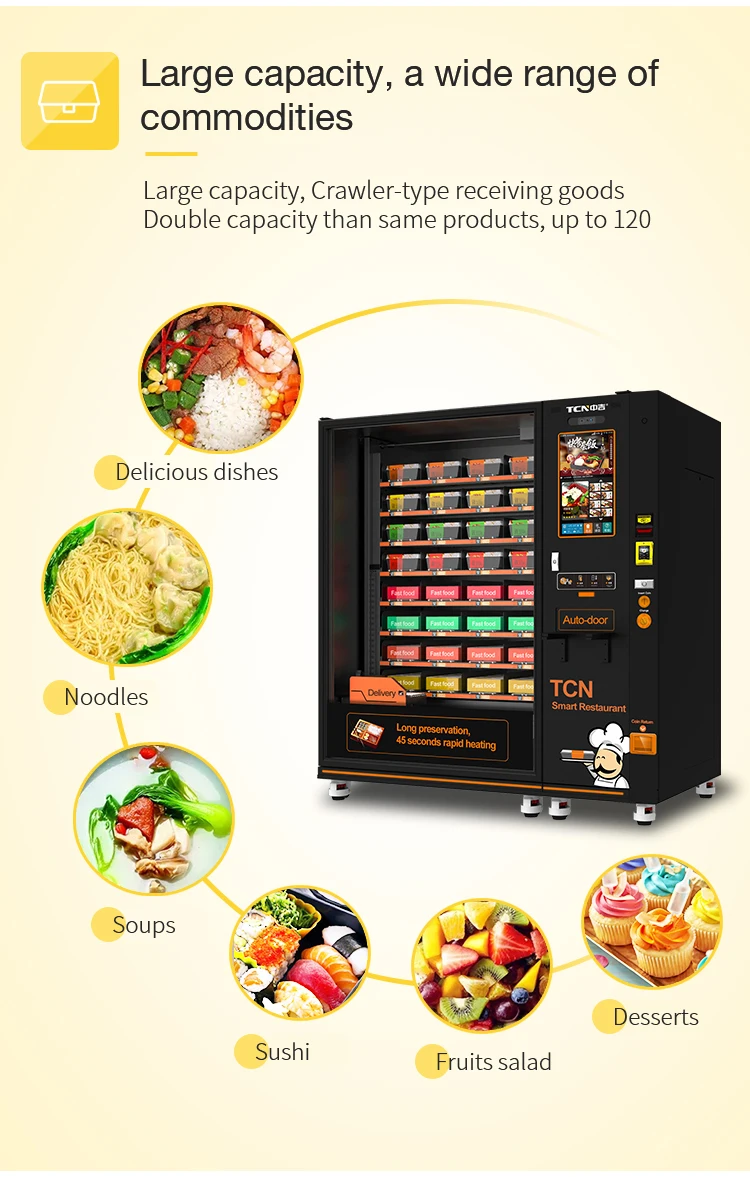 Food Hot System TCN Ready to Eat Hot Meal Lunch Box Vending Machine for Airports and ...