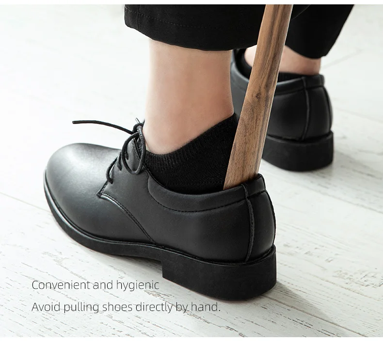 Shimoyama Luxury Wooden Long Handle Walnut Wood Shoehorn Women Kids