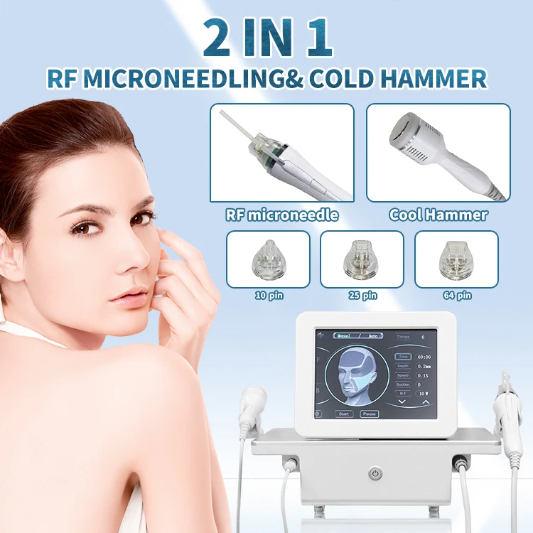 Hot Sale Portable 2-in-1 Skin Tightening Cooling Machine Fractional Beauty Device Cold Hammer ABS Material EU for Face Desktop