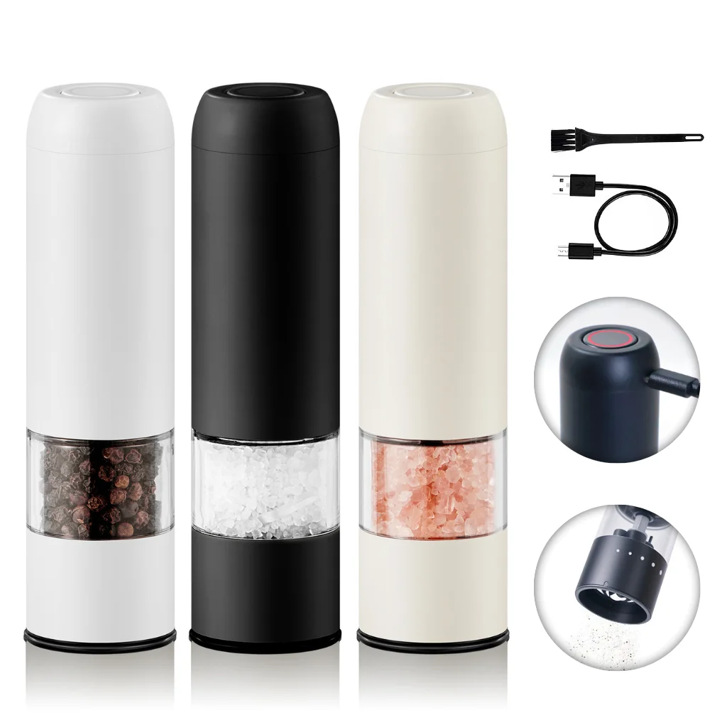 2026 Press the Top Mini Stainless Steel USB-C Rechargeable Salt and Pepper Grinder CE Certified Automatic Pepper Mill Salzmuehle