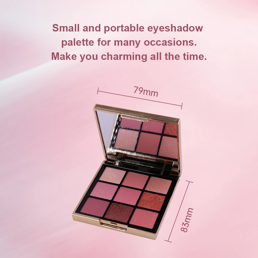 Sweet Pink Peach Eye Shadow Makeup Palette 9 Colors Highly Pigmented Matte Shimmer Pearl Party Eyeshadow Palette details