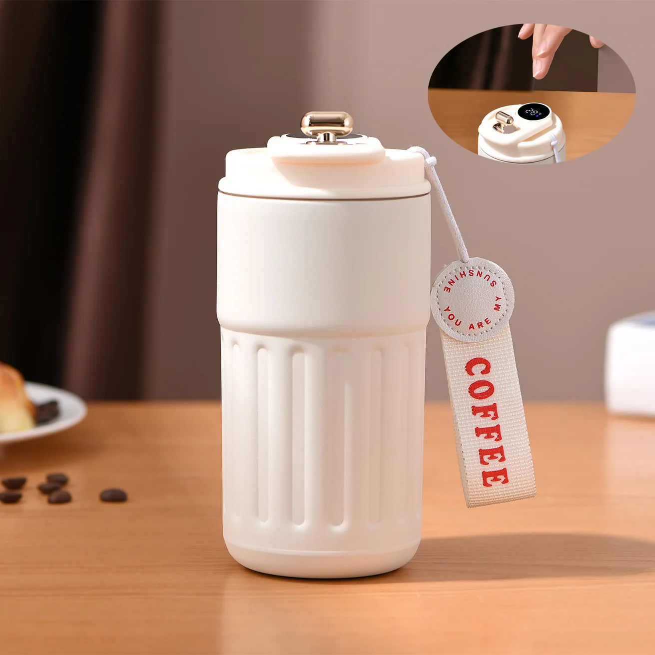 16 Oz Travel Coffee Mug Tumbler Mug Coffee Mug Stainless Steel Insulated  Smart Coffee Tumbler With Led Temperature Display