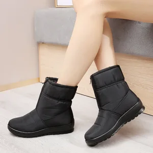 New Model Wholesale Brand Heel Boots Woman Shoe Waterproof High Top Slip on Fur Outdoor Flat Knee Boots for Ladies