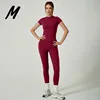 Burgundy Short-sleeved long pants set