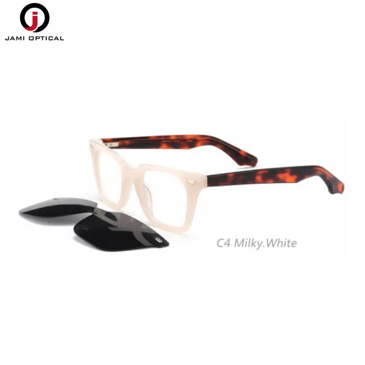 High Quality Square Magnet Sunglasses Acetate Frame Polarized Lens Men Clip on Glasses Sunglasses