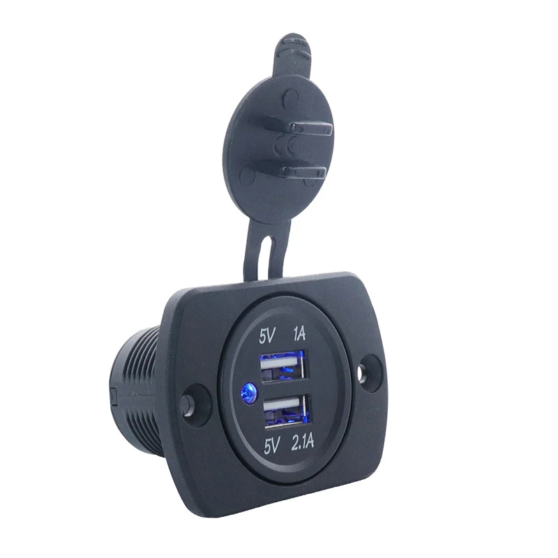USB 3.0 in-car Chargers Car Socket Dc12v USB Charging Port Panel Mount 5v3.1a Dual USB Socket