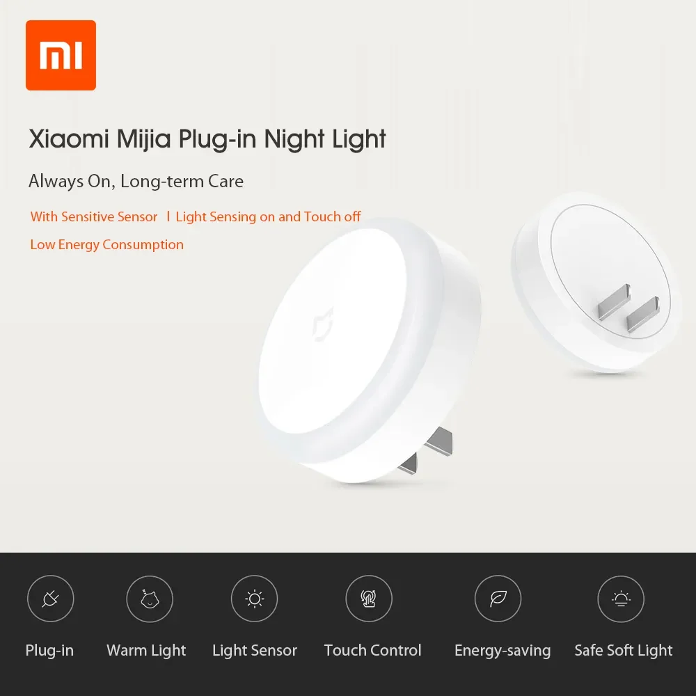 Original Xiaomi Mijia Night Light LED Energy-saving Adjustable Brightness Touch Switch Smart Motion Magnetic LED Plug