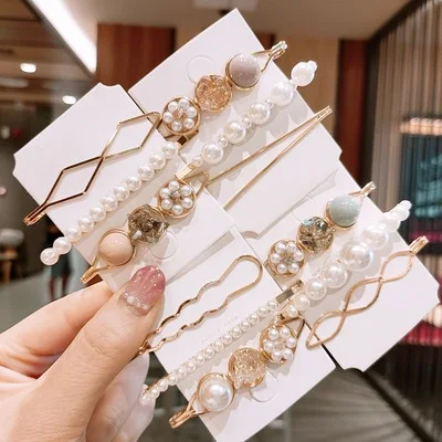 Spring Summer Latest Design Cute Girls Hair Accessories Gold Pearl Hair Clip Butterfly