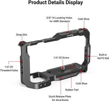 Smallrig Cage with Built-in Quick Release Plate for Arca-Swiss and Cold Shoe for Sony Zv-E10 -3531 detail image