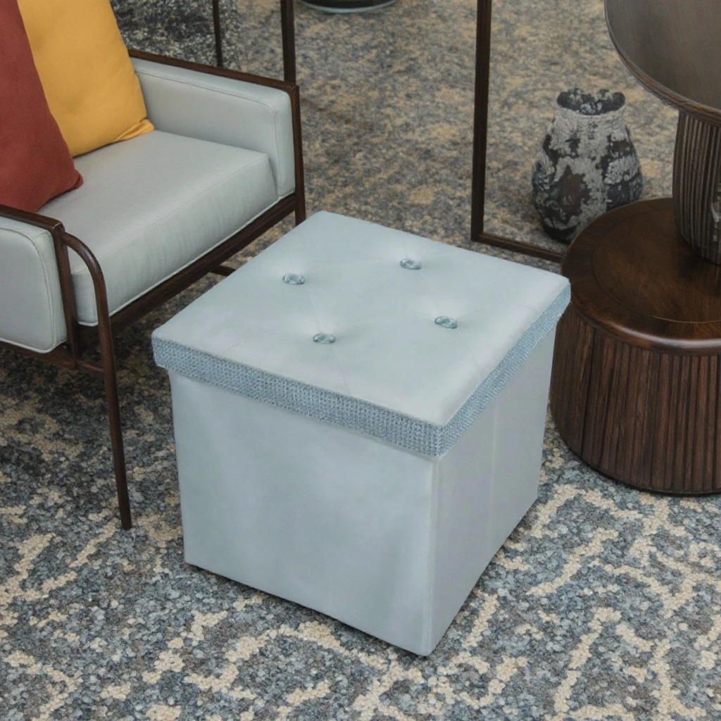 Modern Design Eco-Friendly Durable Foldable Velvet Storage Stool Convertible Ottoman for Bedroom Home Drill Factory Wholesale manufacture