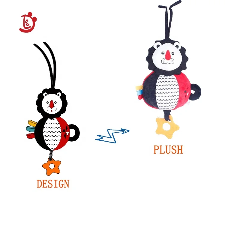 New Design Baby String Vibrating Bed Hanging Plush Toy Cartoon Animal Design Baby Stroller Hanging Plush Activity Toy