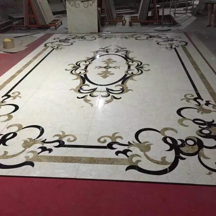 product high quality customization design water jet pattern medallion floor tiles for hotel labby decor flower marble water jet inlay-3