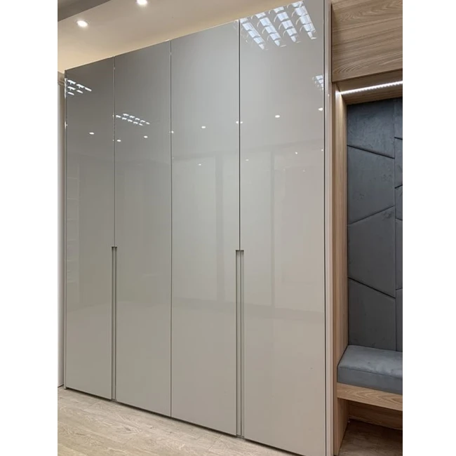 Cheap Price Custom Simple Design Bedroom Glass LED Aluminum Profiles Frames Clothes Wardrobe Modern Wooden Fitted Closet Almirah