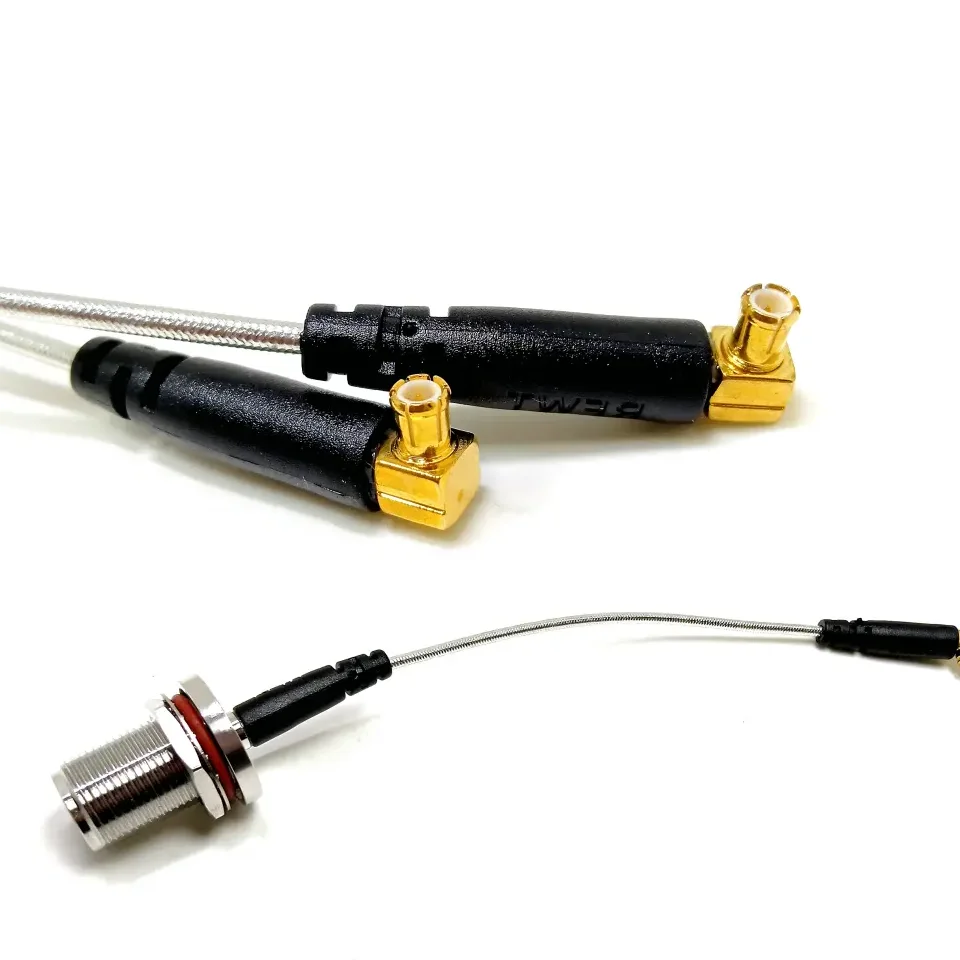 RF Coaxial Cable Assembly N Female Bulkhead Adapter to MCX Right Angle Male 086 141 Semiflex RG402 RG405 Semi Flexible Cable