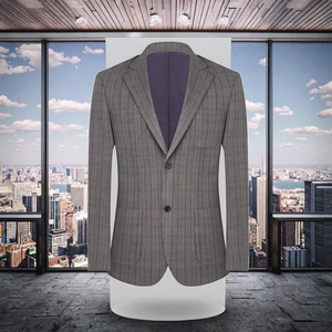 Men's High Quality Custom-Made Two-Button Grid Casual Checked Jacket for Work Breathable Single Breasted Button Fly Front Style