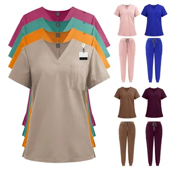 New Style Multicolor Polyester Scrubs Uniforms Sets Custom Women Nursing Medical Scrubs For Hospital Uniform