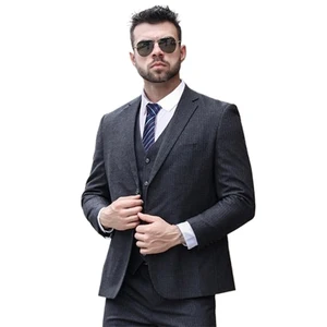 Plus-size Suit Three-piece European Edition Business Casual Black Striped Loose Suit Wedding