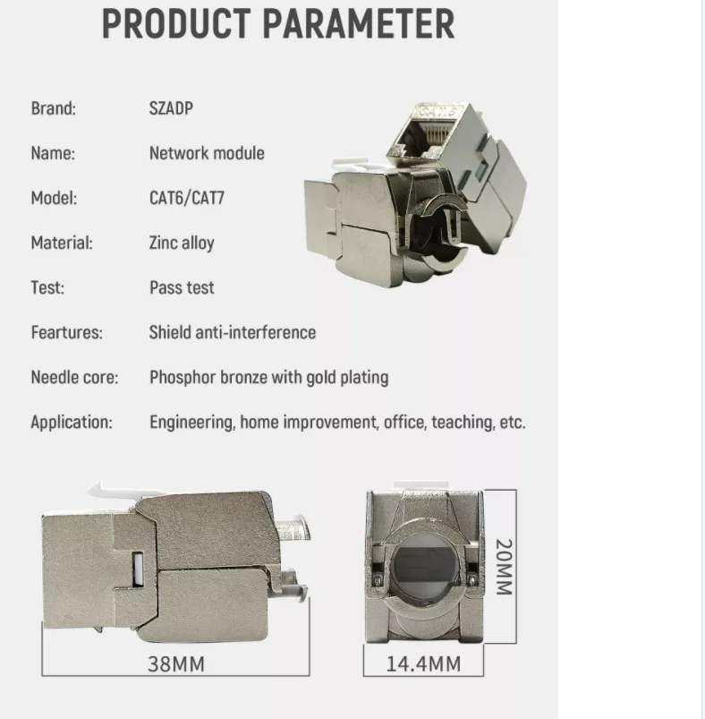 Rj45 Cat6a Cat7 Keystonejack With Shielded Toolless 8p8c Keystone