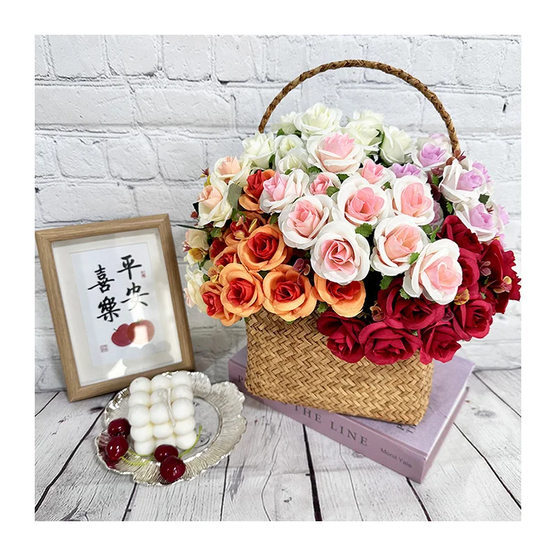 MeiLi 10 Heads Eucalyptus Rose Artificial Rose Bouquet QYY-724 New Products Versatile Cost-effective Home Party Decoration