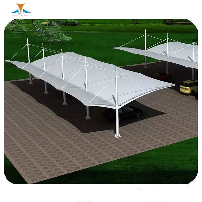 Professional Steel Truss Frame PVDF Fabric Roof CE Certified High Wind Resistance Durable 15-30 Year Lifespan Car Parking Canopy