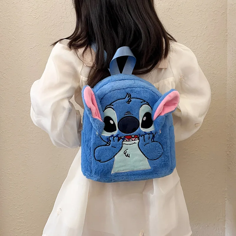 Lovely Cartoon Cute Stitch Plush Schoolbags High-Capacity Anti-Lost Backpacks Waterproof Travel Knapsack Storage for Children