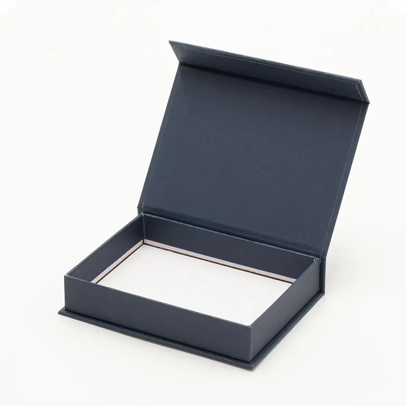 Rigid Magnetic Catch Foldable Cardboard Paper Small Navy Blue Gift Jewelry Boxes with Lid