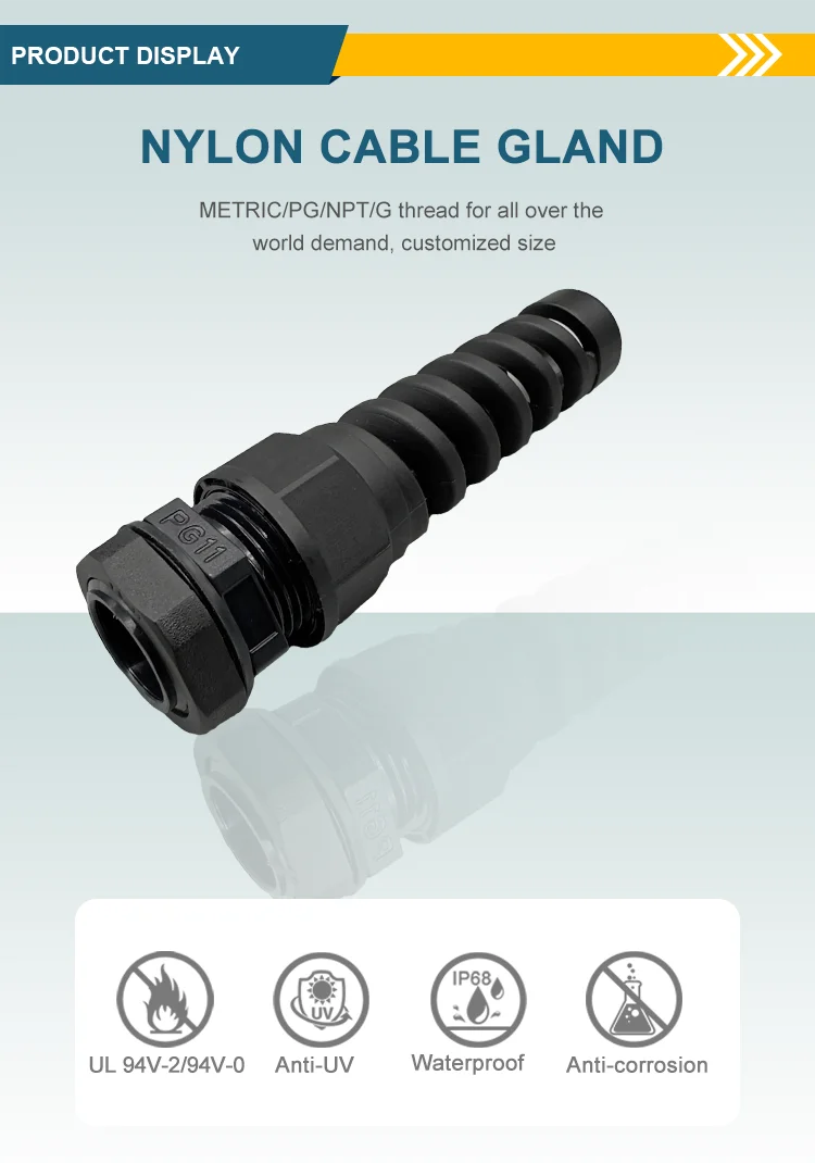 Wholesales IP68 Waterproof PG11 Plastic Cable Gland Flexible Strain ...