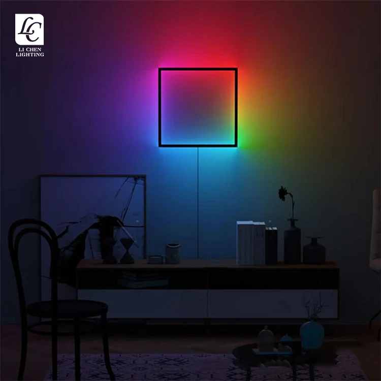 W0051-1 Hot Sale Indoor Decoration Game Computer Room Aluminum Square LED Modern RGB Wall Lamp   