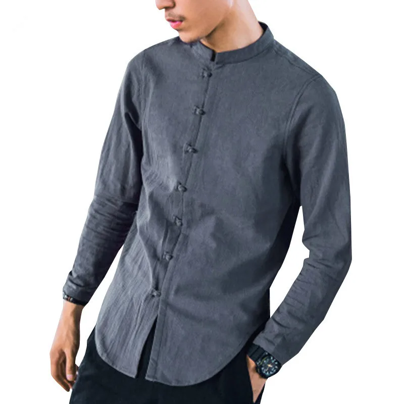 Camisas Para Hombre De Estilo Chino De Lino Liso,Ajustadas,Envío Gratis - Buy Puedo Usar Con Una Camisa Negra De Manga Larga? ¿qué Es Un Color Sólido Camisa? ¿qué Tiempo El