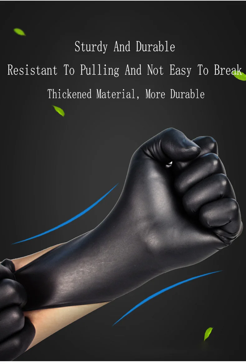 Wholesale Black Nitrile Gloves Household Examination Food Grade Powder