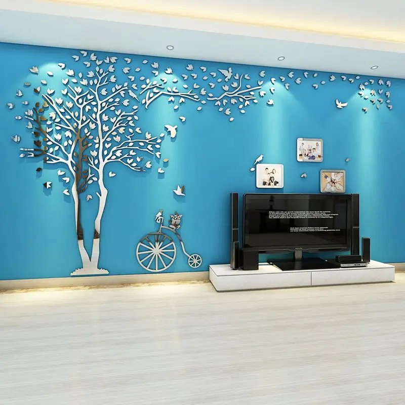 Large Size Tree Acrylic Decorative 3d Wall Sticker Diy Art Tv Background  Wall Poster Home Decor Bedroom Living Room Wallstickers - Buy Tree Wall  Sticker,Acrylic Mirror Wall Stickers,Tree 3d Acrylic Stereo Wall
