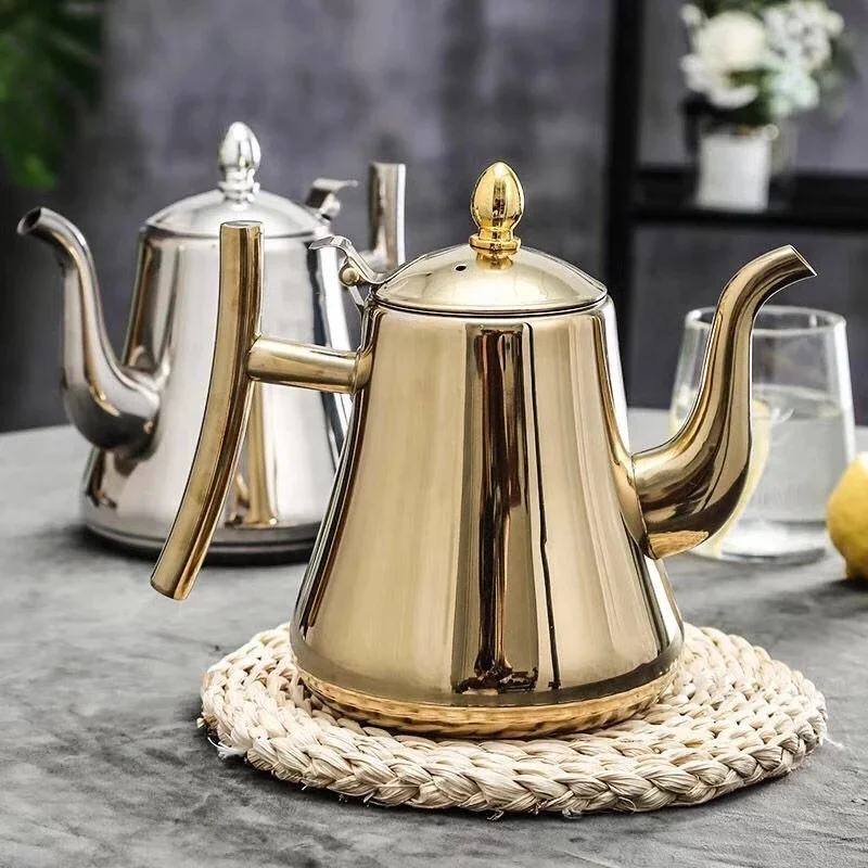 Théière, MAGT 1.5L/2L haute qualité en acier inoxydable offee Pot grande capacité théière bouilloire à eau chaude avec filtre(2L