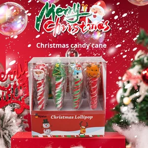 Custom Christmas Cartoon Santa Claus Reindeer Shape Hard Candy Fruit Flavor Lollipop with Sweet Taste Export Quality
