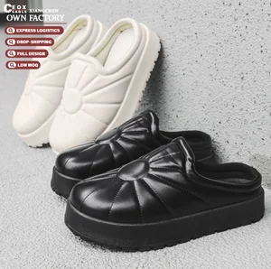 Outdoor Close Toe PU Slippers Unisex Soft Comfortable Chunky Custom Sliders Mules Sandal Men Custom Mule Shoes Low Moq