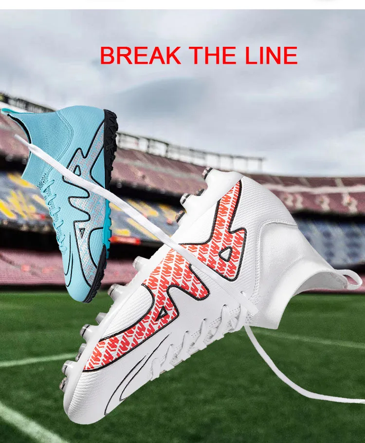 High Top Football Shoes Men's Game Sneakers Laceup Rubber Nonslip